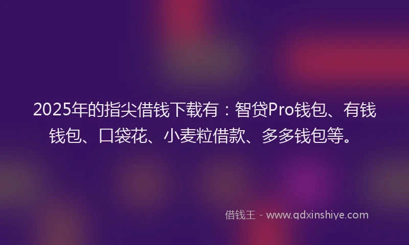 2025年的指尖借钱下载有：智贷Pro钱包、有钱钱包、口袋花、小麦粒借款、多多钱包等。