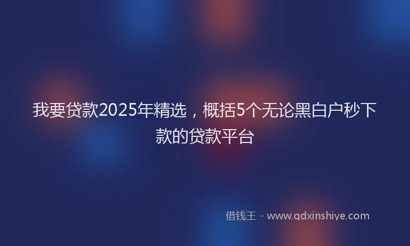 我要贷款2025年精选，概括5个无论黑白户秒下款的贷款平台