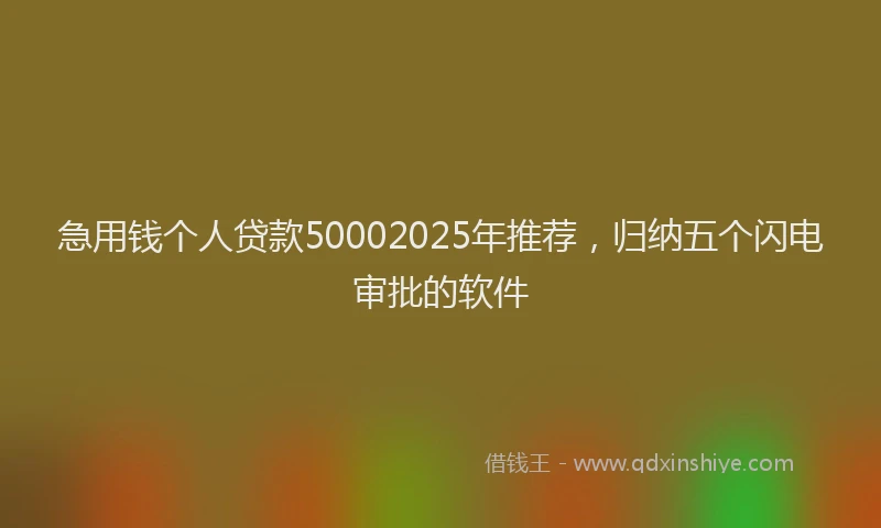 急用钱个人贷款50002025年推荐，归纳五个闪电审批的软件