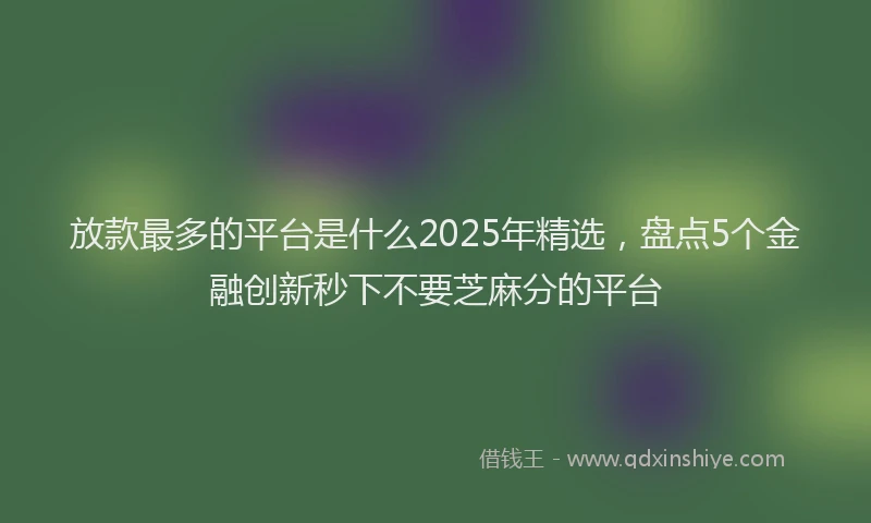 放款最多的平台是什么2025年精选，盘点5个金融创新秒下不要芝麻分的平台