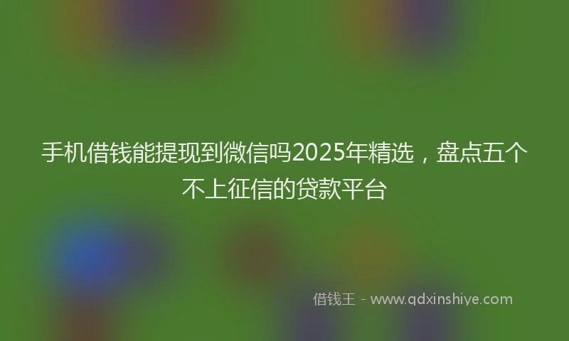 手机借钱能提现到微信吗2025年精选，盘点五个不上征信的贷款平台