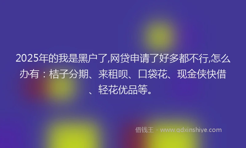 2025年的我是黑户了,网贷申请了好多都不行,怎么办有：桔子分期、来租呗、口袋花、现金侠快借、轻花优品等。