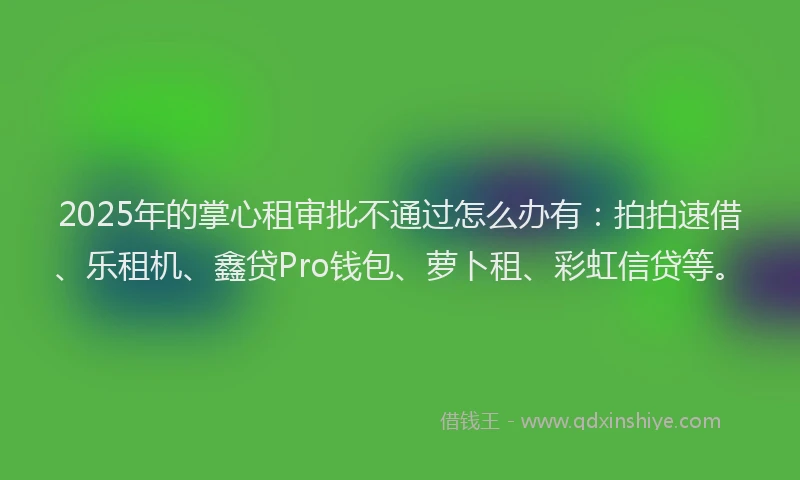 2025年的掌心租审批不通过怎么办有：拍拍速借、乐租机、鑫贷Pro钱包、萝卜租、彩虹信贷等。