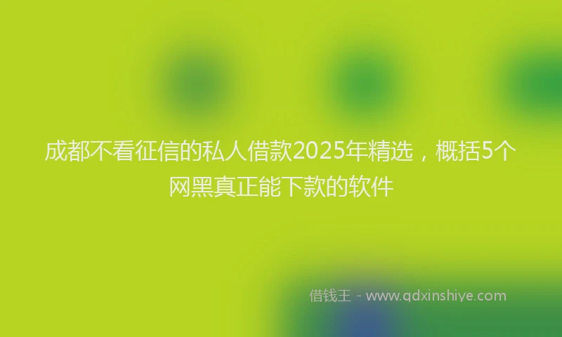 成都不看征信的私人借款2025年精选，概括5个网黑真正能下款的软件