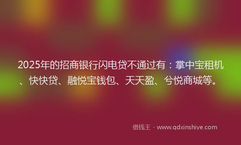 2025年的招商银行闪电贷不通过有：掌中宝租机、快快贷、融悦宝钱包、天天盈、兮悦商城等。