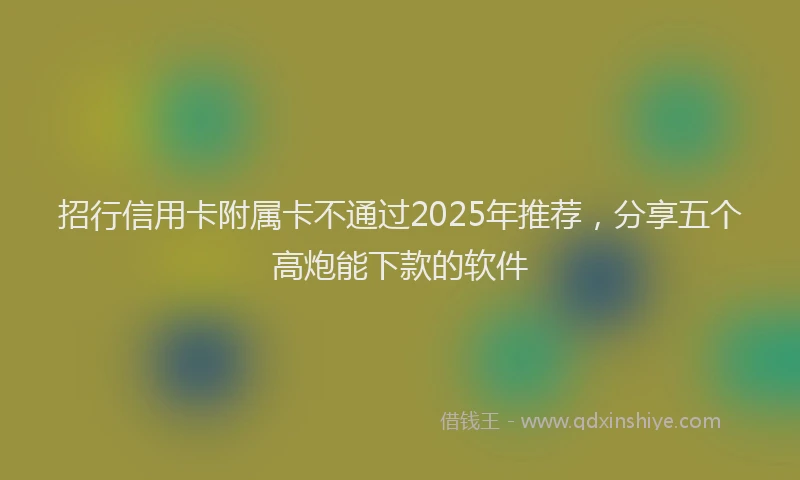 招行信用卡附属卡不通过2025年推荐，分享五个高炮能下款的软件