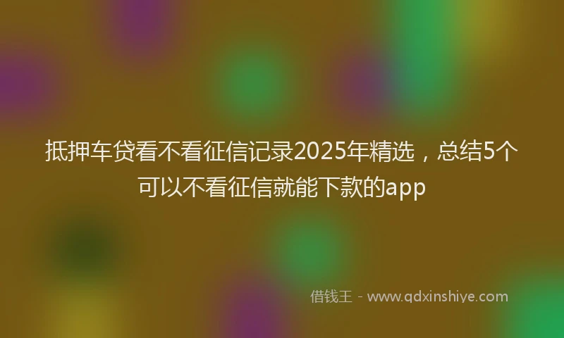 抵押车贷看不看征信记录2025年精选，总结5个可以不看征信就能下款的app