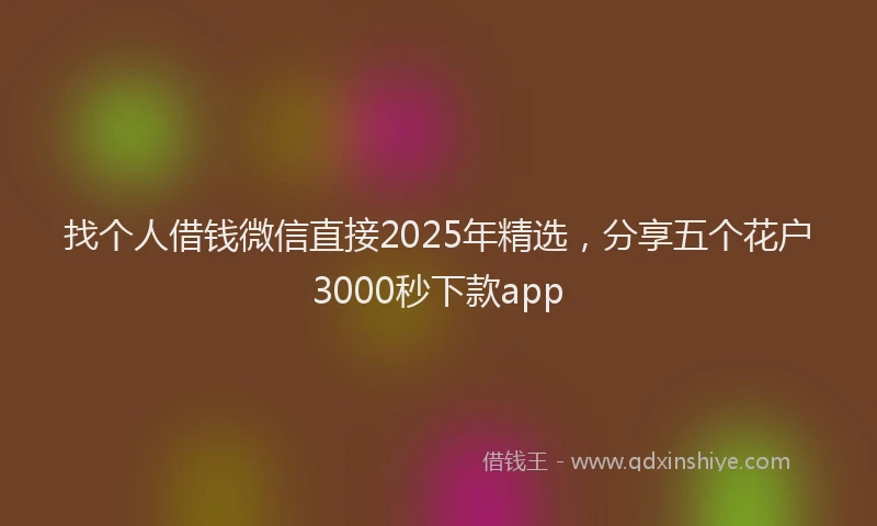 找个人借钱微信直接2025年精选，分享五个花户3000秒下款app