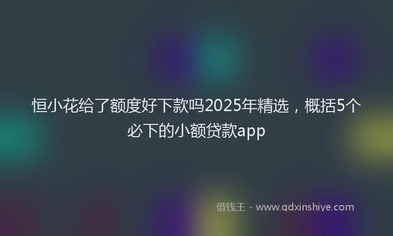恒小花给了额度好下款吗2025年精选，概括5个必下的小额贷款app