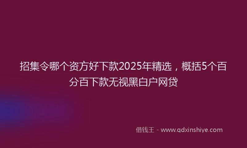 招集令哪个资方好下款2025年精选，概括5个百分百下款无视黑白户网贷