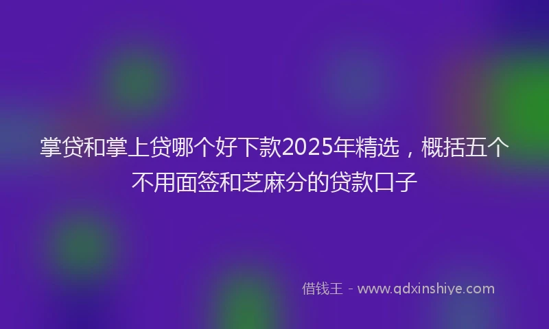 掌贷和掌上贷哪个好下款2025年精选，概括五个不用面签和芝麻分的贷款口子