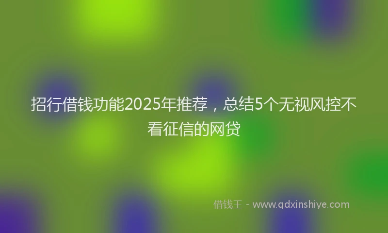 招行借钱功能2025年推荐，总结5个无视风控不看征信的网贷