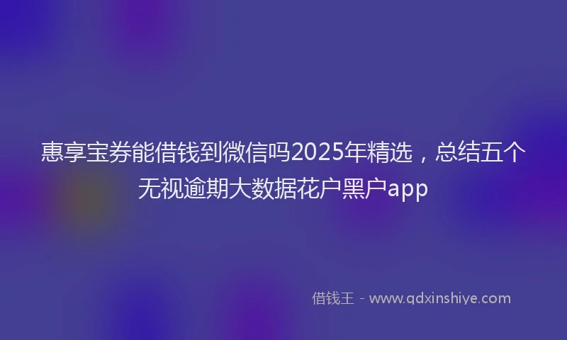 惠享宝券能借钱到微信吗2025年精选，总结五个无视逾期大数据花户黑户app