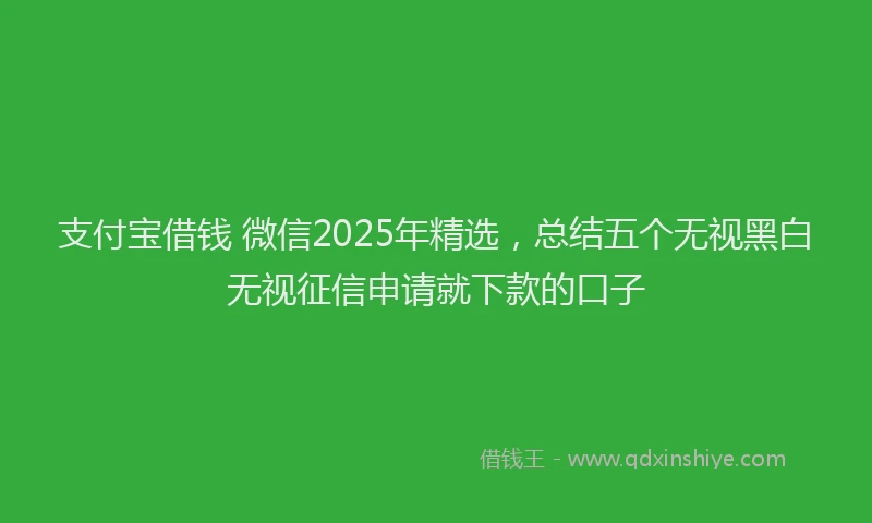 支付宝借钱 微信2025年精选，总结五个无视黑白无视征信申请就下款的口子