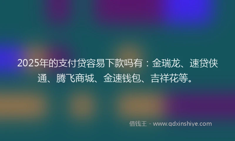 2025年的支付贷容易下款吗有：金瑞龙、速贷侠通、腾飞商城、金速钱包、吉祥花等。