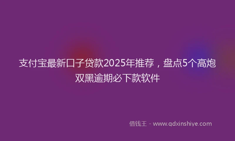 支付宝最新口子贷款2025年推荐，盘点5个高炮双黑逾期必下款软件