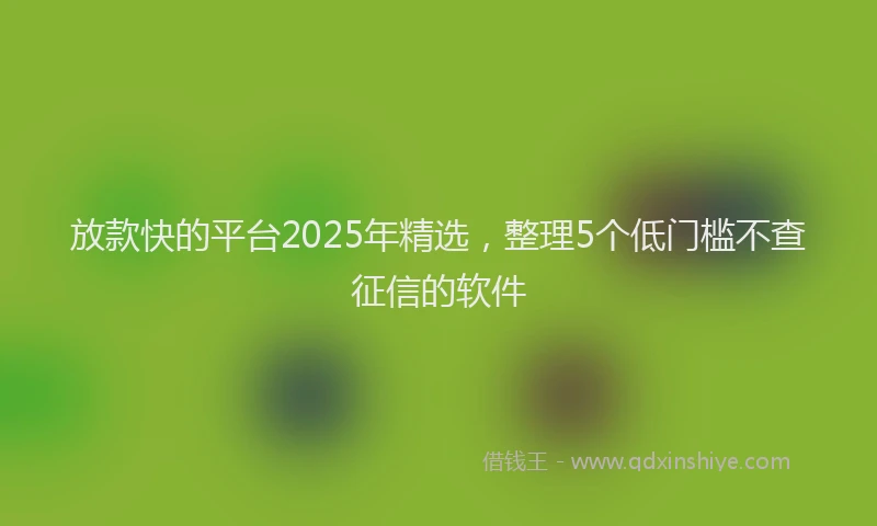 放款快的平台2025年精选，整理5个低门槛不查征信的软件