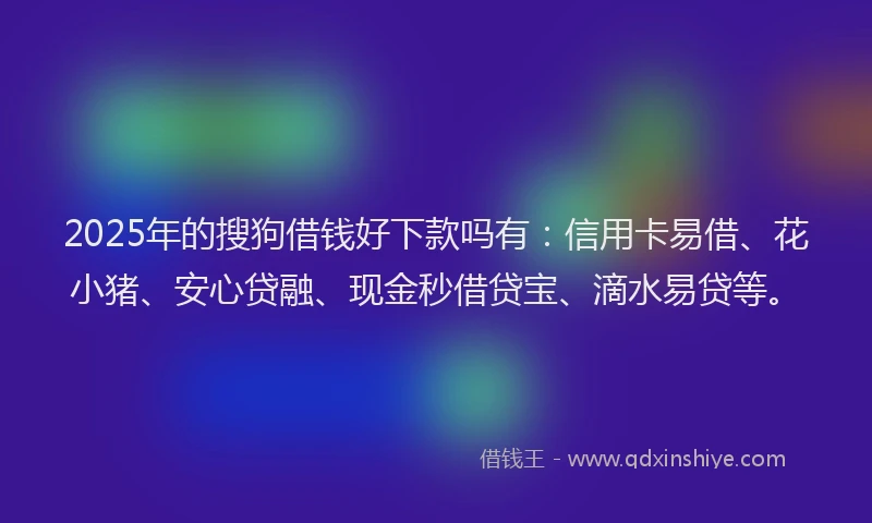 2025年的搜狗借钱好下款吗有：信用卡易借、花小猪、安心贷融、现金秒借贷宝、滴水易贷等。