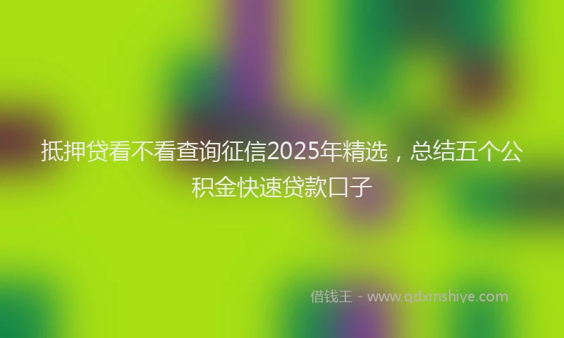 抵押贷看不看查询征信2025年精选，总结五个公积金快速贷款口子