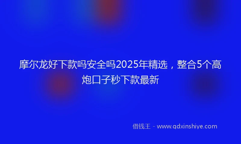 摩尔龙好下款吗安全吗2025年精选，整合5个高炮口子秒下款最新