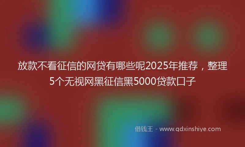 放款不看征信的网贷有哪些呢2025年推荐，整理5个无视网黑征信黑5000贷款口子