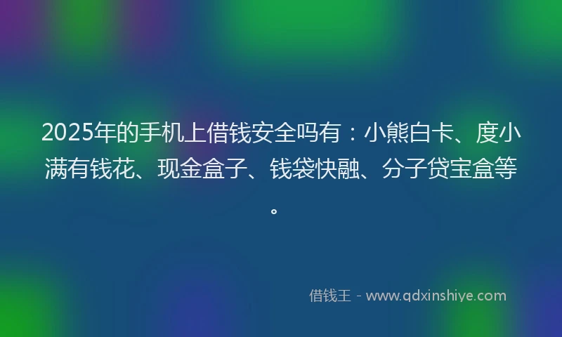 2025年的手机上借钱安全吗有：小熊白卡、度小满有钱花、现金盒子、钱袋快融、分子贷宝盒等。