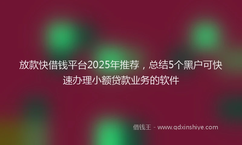 放款快借钱平台2025年推荐，总结5个黑户可快速办理小额贷款业务的软件