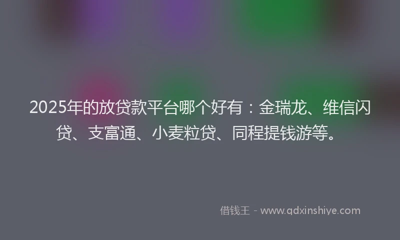 2025年的放贷款平台哪个好有：金瑞龙、维信闪贷、支富通、小麦粒贷、同程提钱游等。