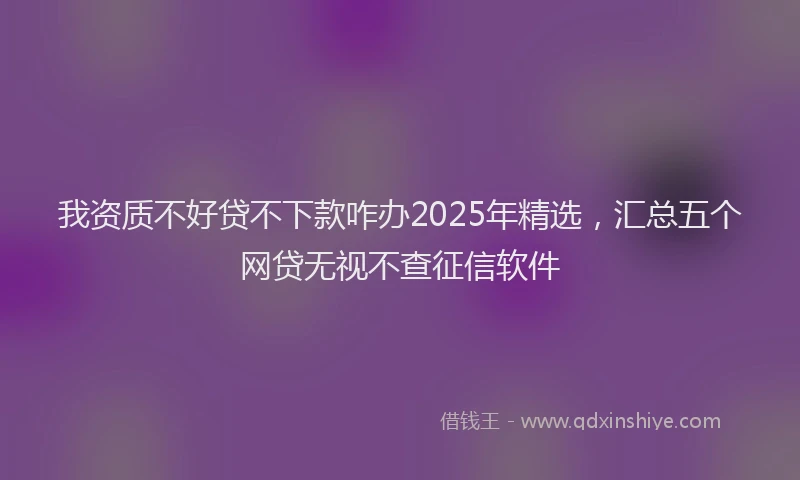 我资质不好贷不下款咋办2025年精选，汇总五个网贷无视不查征信软件