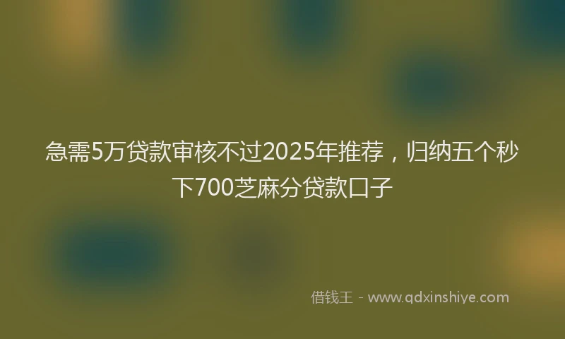急需5万贷款审核不过2025年推荐，归纳五个秒下700芝麻分贷款口子