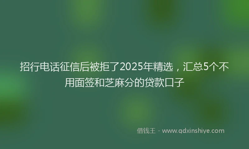招行电话征信后被拒了2025年精选，汇总5个不用面签和芝麻分的贷款口子