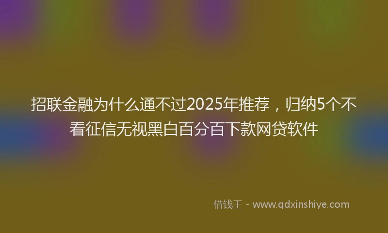 招联金融为什么通不过2025年推荐，归纳5个不看征信无视黑白百分百下款网贷软件
