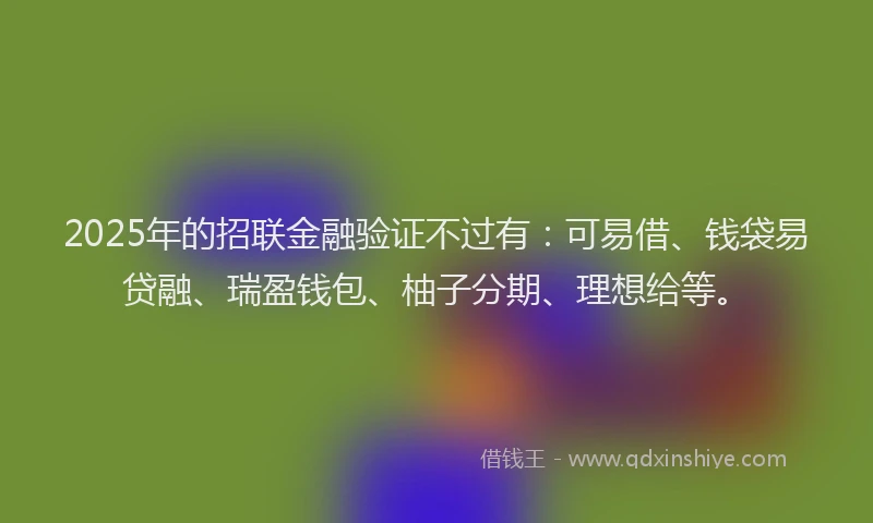 2025年的招联金融验证不过有：可易借、钱袋易贷融、瑞盈钱包、柚子分期、理想给等。