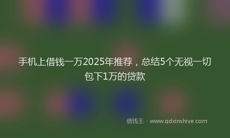 手机上借钱一万2025年推荐，总结5个无视一切包下1万的贷款