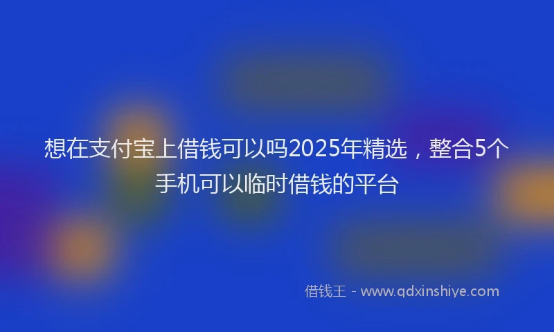 想在支付宝上借钱可以吗2025年精选，整合5个手机可以临时借钱的平台