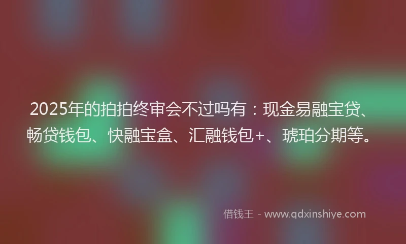 2025年的拍拍终审会不过吗有：现金易融宝贷、畅贷钱包、快融宝盒、汇融钱包+、琥珀分期等。