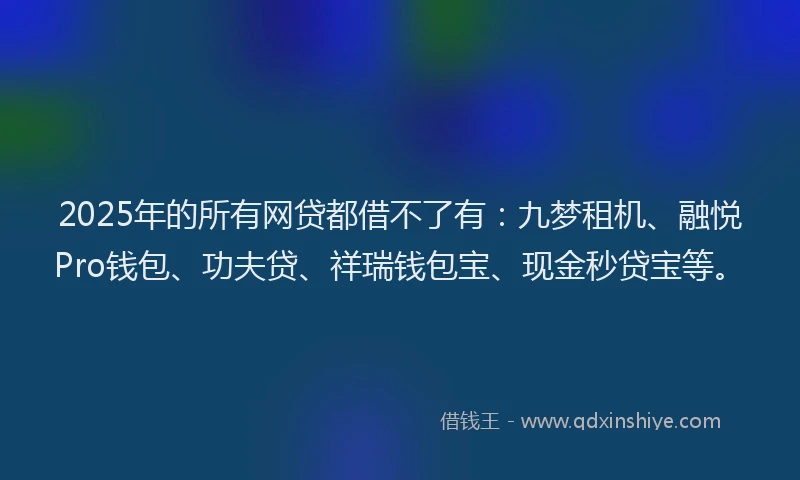 2025年的所有网贷都借不了有：九梦租机、融悦Pro钱包、功夫贷、祥瑞钱包宝、现金秒贷宝等。