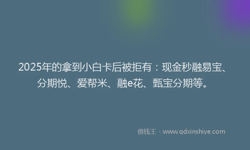 2025年的拿到小白卡后被拒有：现金秒融易宝、分期悦、爱帮米、融e花、甄宝分期等。
