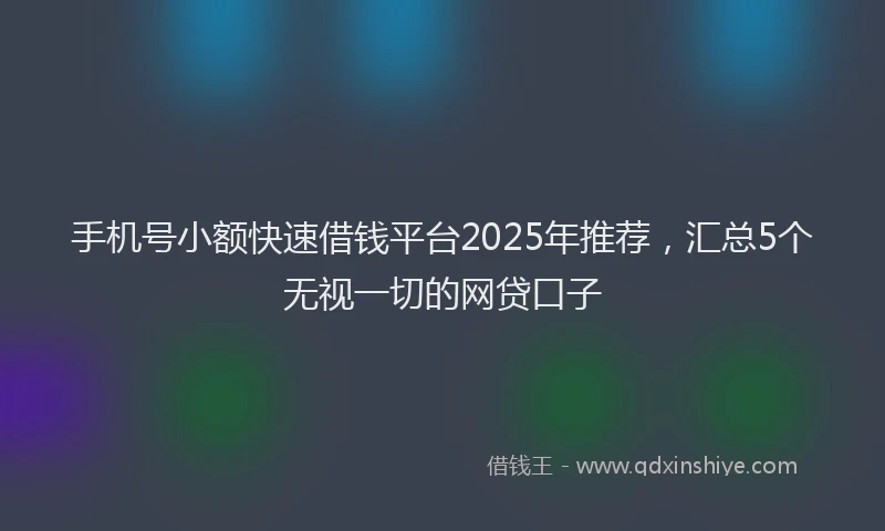 手机号小额快速借钱平台2025年推荐，汇总5个无视一切的网贷口子