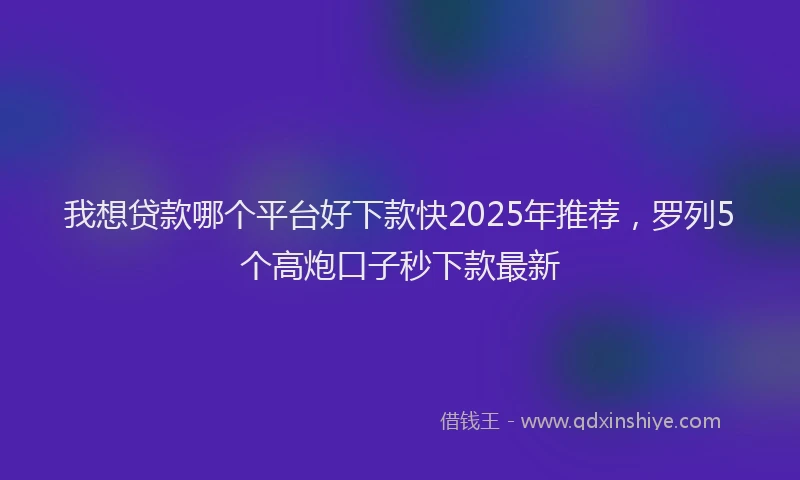 我想贷款哪个平台好下款快2025年推荐，罗列5个高炮口子秒下款最新