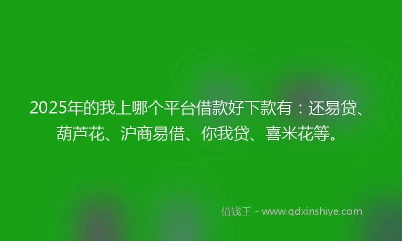 2025年的我上哪个平台借款好下款有：还易贷、葫芦花、沪商易借、你我贷、喜米花等。