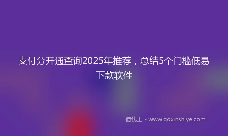 支付分开通查询2025年推荐，总结5个门槛低易下款软件