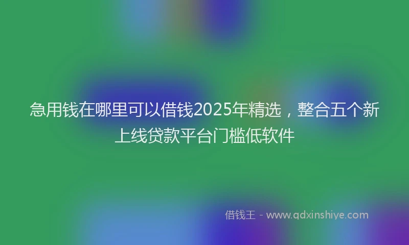 急用钱在哪里可以借钱2025年精选，整合五个新上线贷款平台门槛低软件