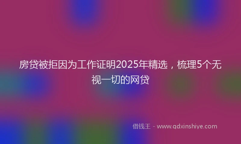房贷被拒因为工作证明2025年精选，梳理5个无视一切的网贷