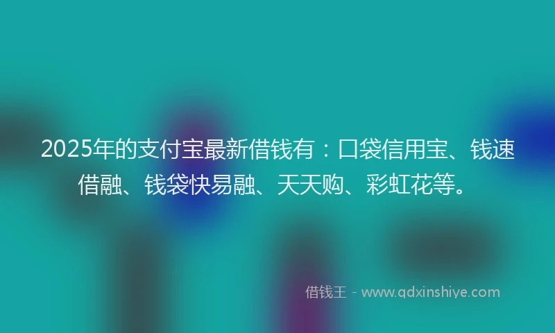 2025年的支付宝最新借钱有：口袋信用宝、钱速借融、钱袋快易融、天天购、彩虹花等。