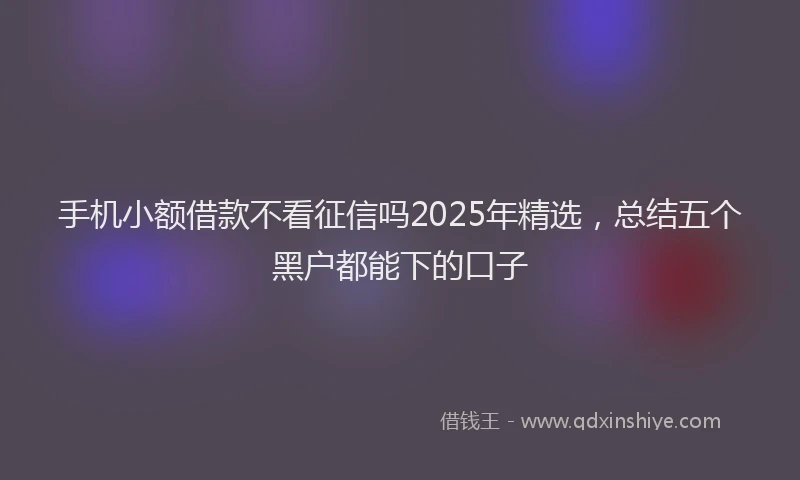 手机小额借款不看征信吗2025年精选，总结五个黑户都能下的口子