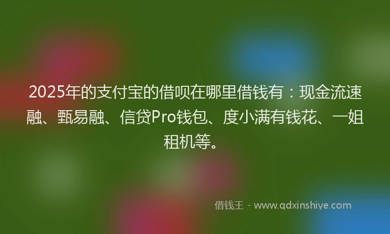 2025年的支付宝的借呗在哪里借钱有：现金流速融、甄易融、信贷Pro钱包、度小满有钱花、一姐租机等。