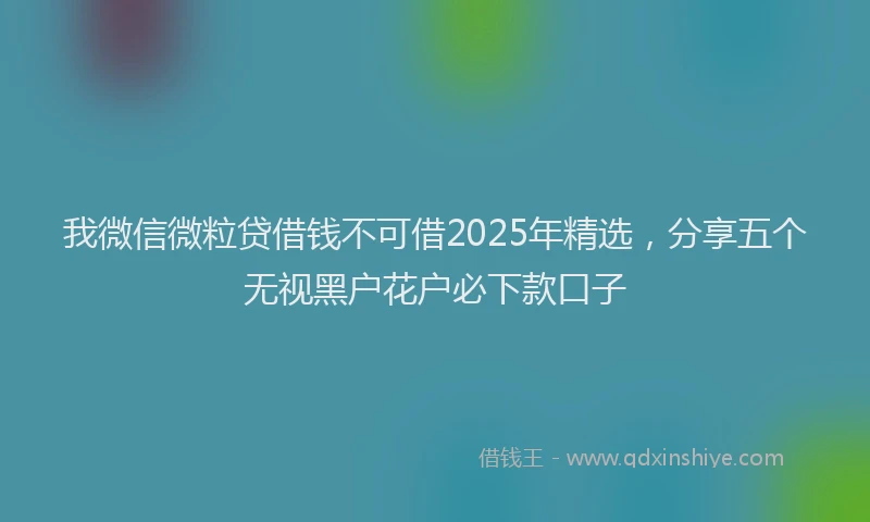 我微信微粒贷借钱不可借2025年精选，分享五个无视黑户花户必下款口子