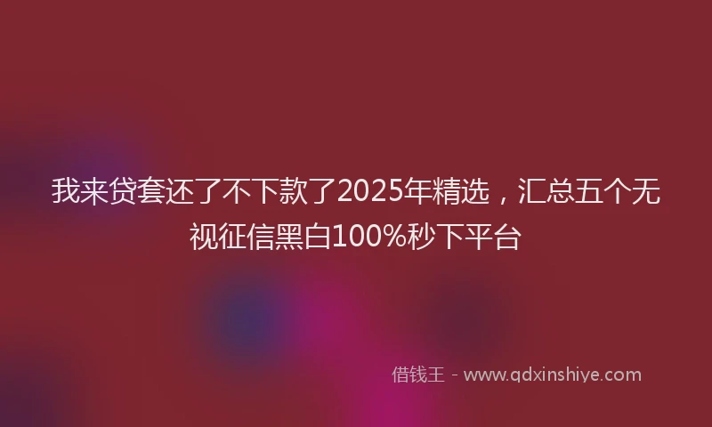我来贷套还了不下款了2025年精选，汇总五个无视征信黑白100%秒下平台
