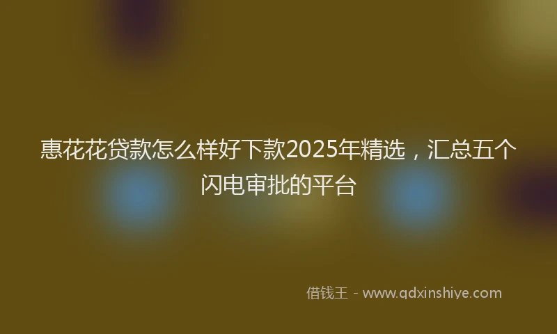 惠花花贷款怎么样好下款2025年精选，汇总五个闪电审批的平台